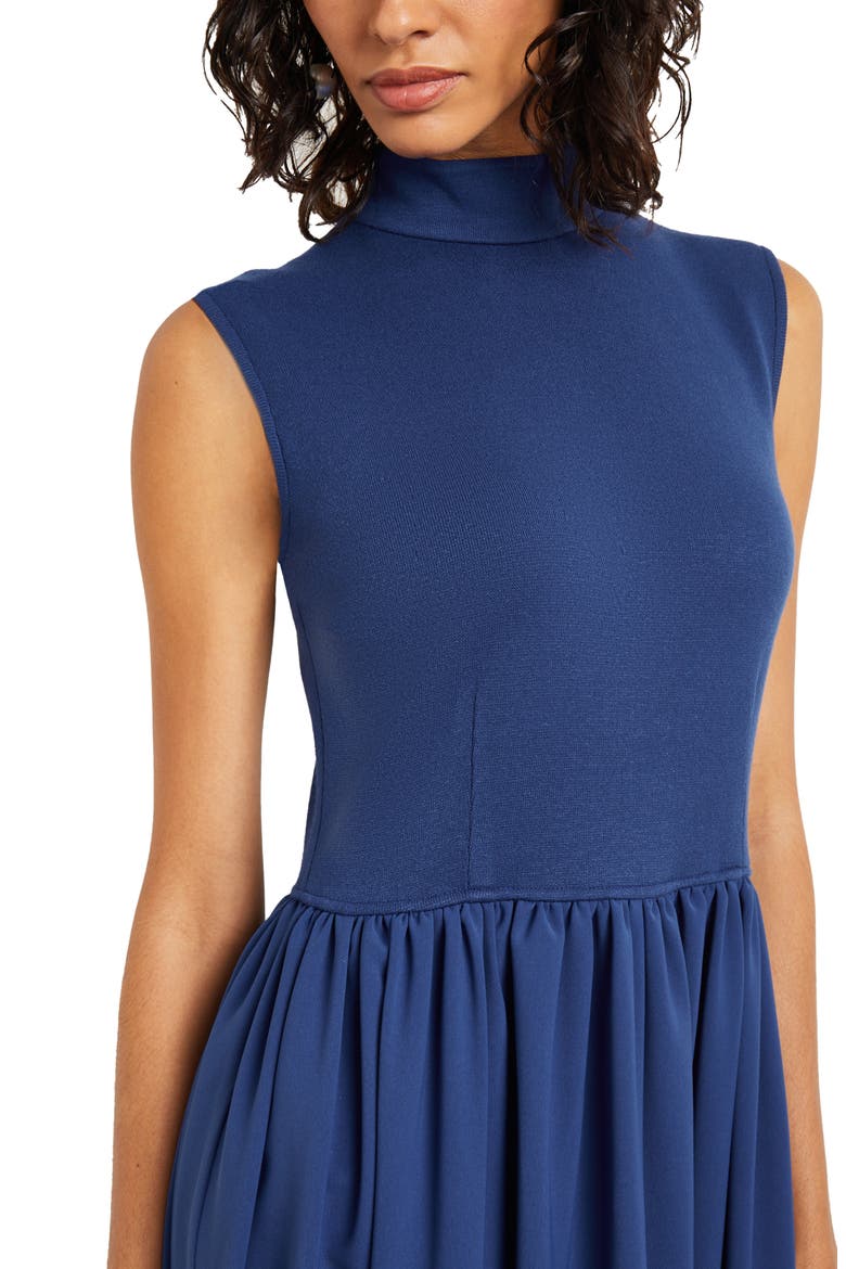 Mixed Media Fit & Flare Dress, Alternate, color, OCEANIC
