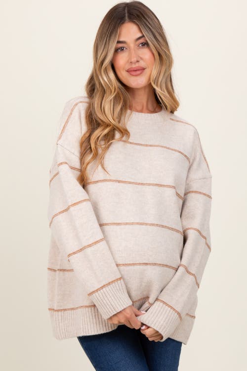 Pinkblush Striped Drop Shoulder Sweater In Neutral