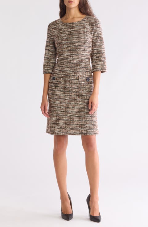 Three Quarter Sleeve Shift Dress