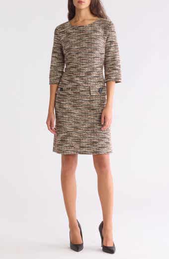 Connected Apparel Three Quarter Sleeve Shift Dress