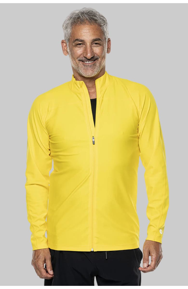 Coolibar Men's Long Sleeve Swim Jacket, UPF 50+ Sun Protection, Menorca, Main, color, Bold Yellow