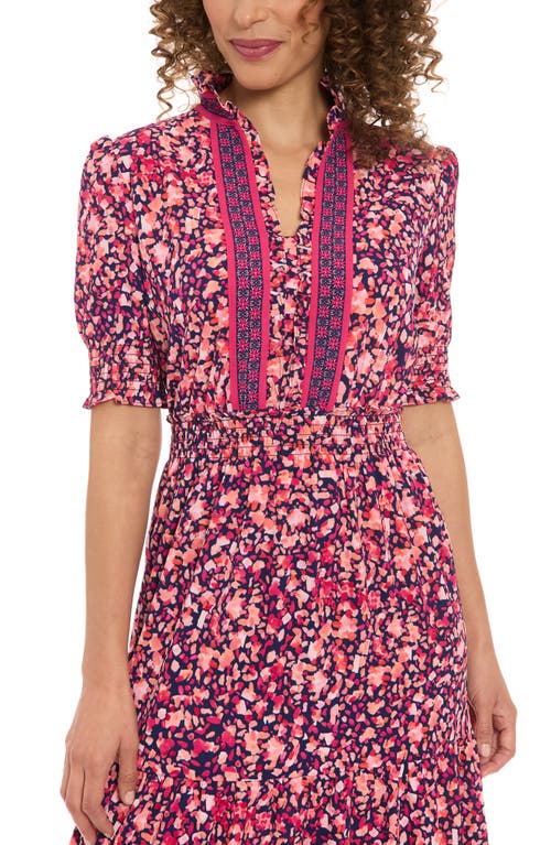 Shop London Times Ditsy Ruffle A-line Maxi Dress In Navy Rose