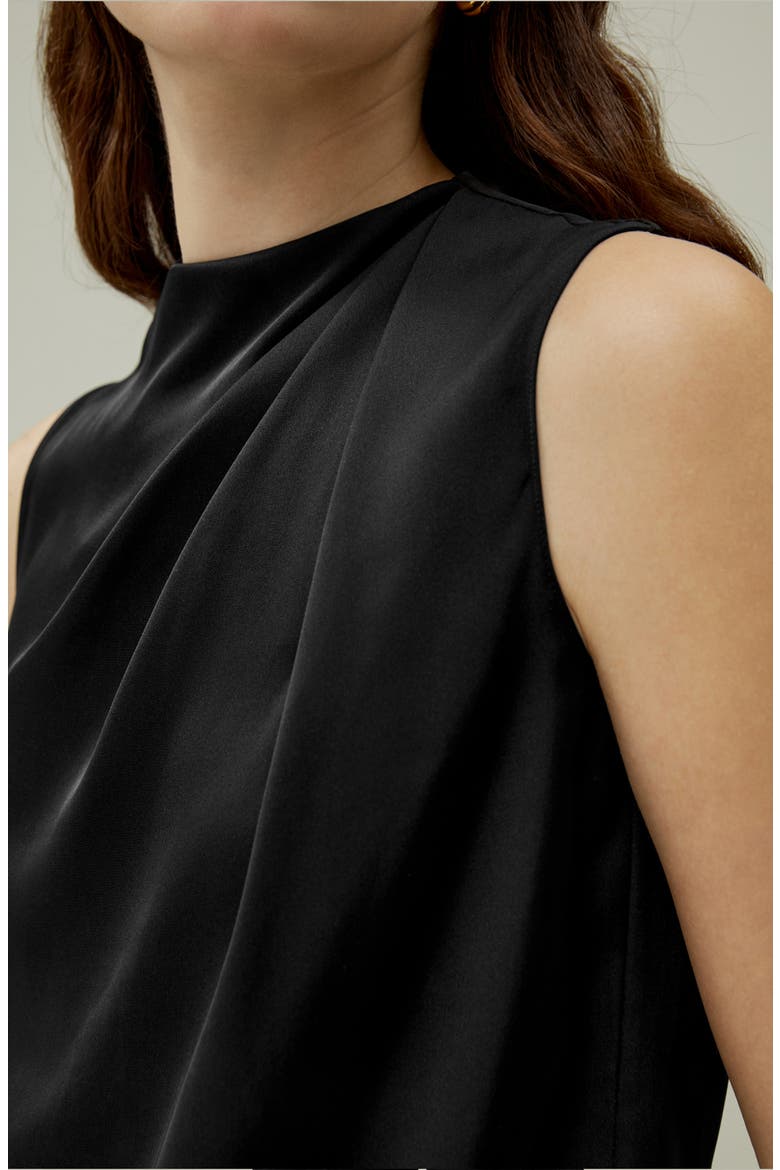 Women's Sleeveless Minimalist Silk Top, Alternate, color, Black