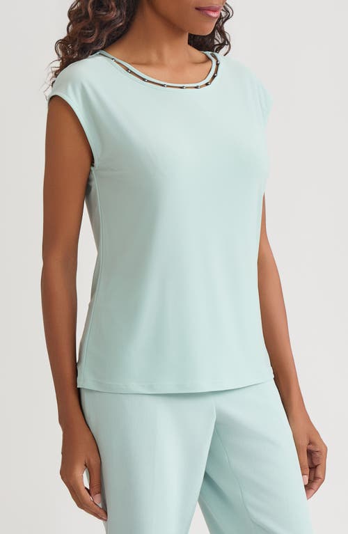 Kasper Beaded Neck Top In Green