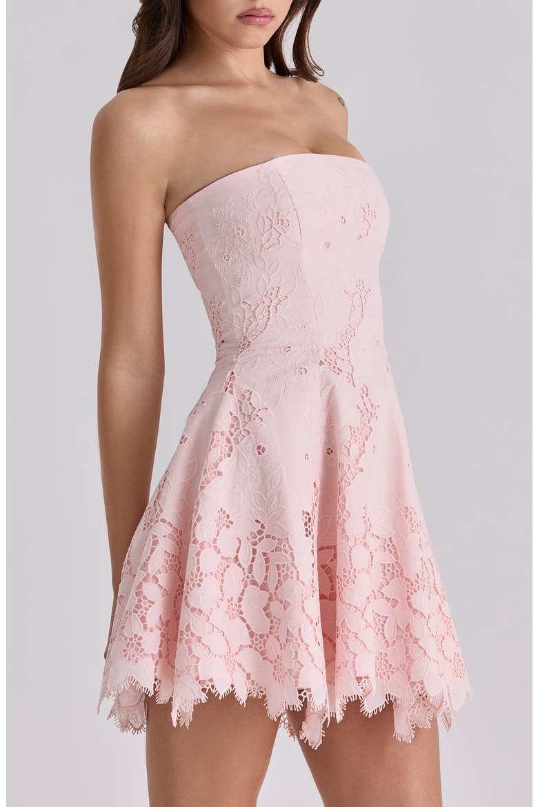 Jemma Cutout Strapless Fit & Flare Dress, Alternate, color, PINK