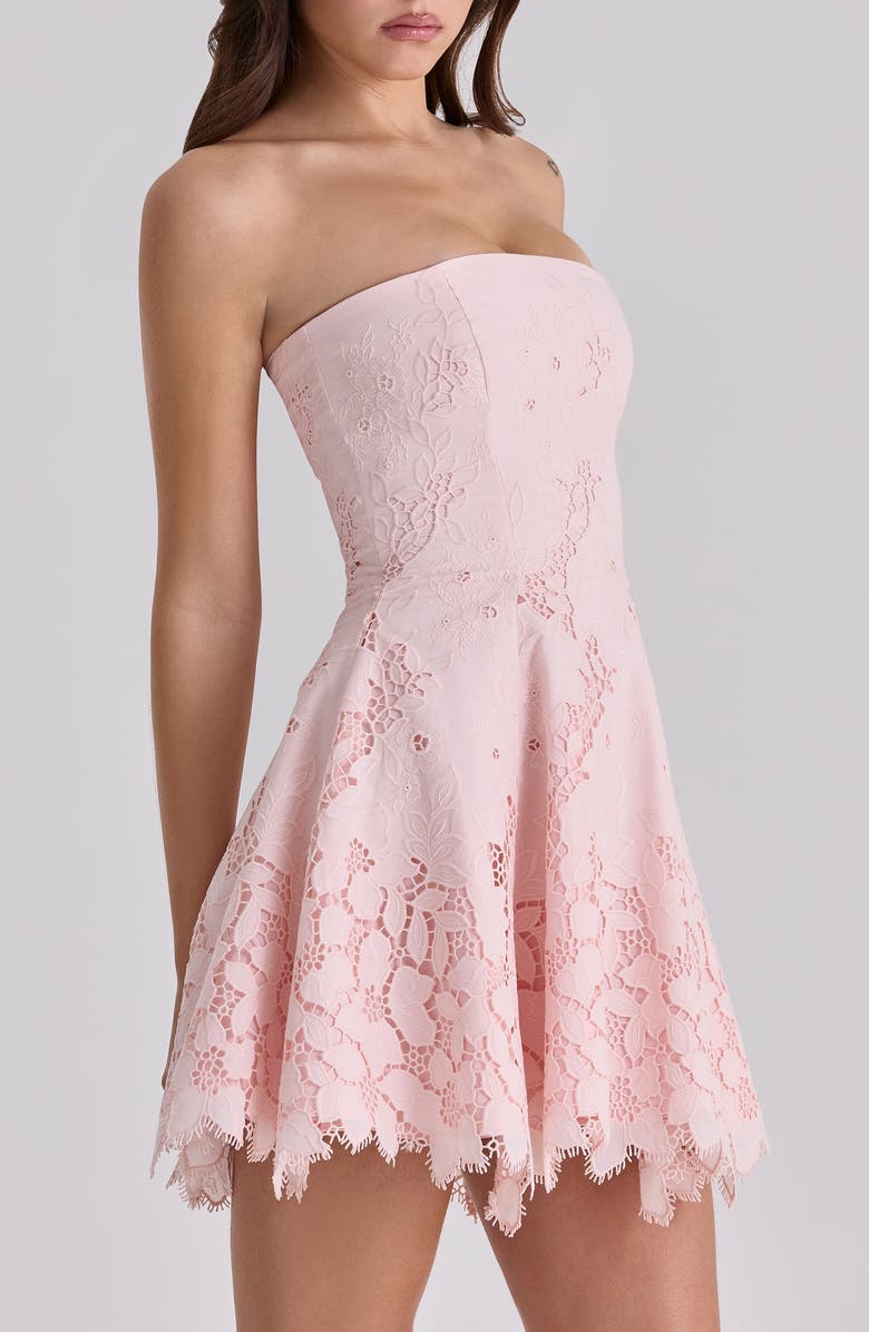 HOUSE OF CB Jemma Cutout Strapless Fit & Flare Dress, Alternate, color, Pink