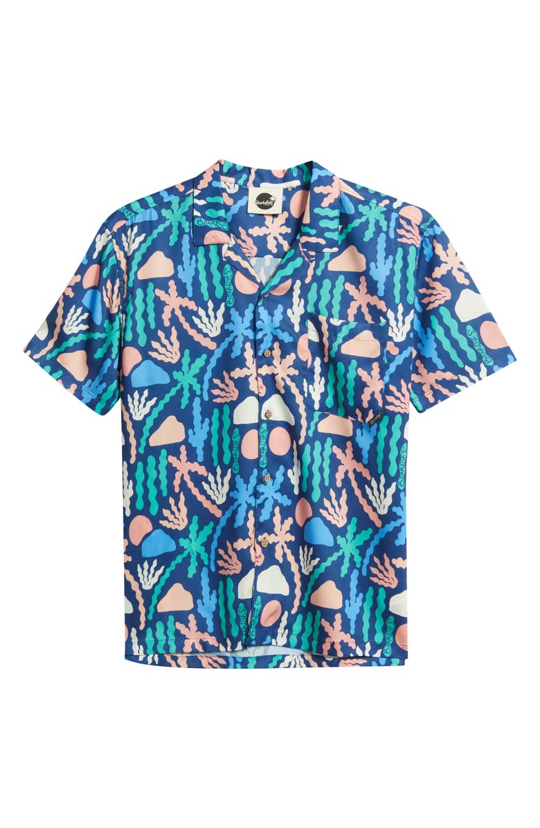 Boardies Print Short Sleeve Button-Up Camp Shirt, Main, color, 