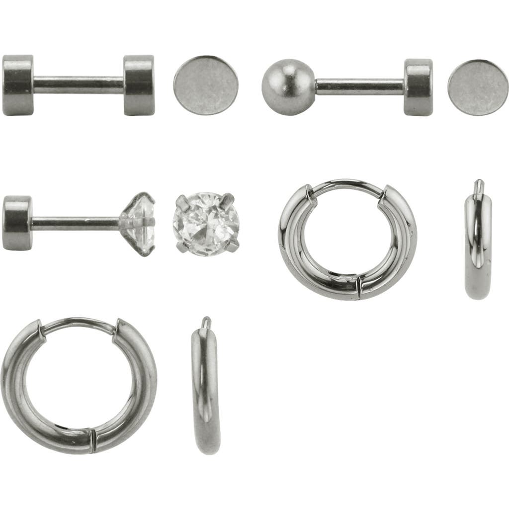 Rebl Set Of 5 Stud & Hoop Earrings