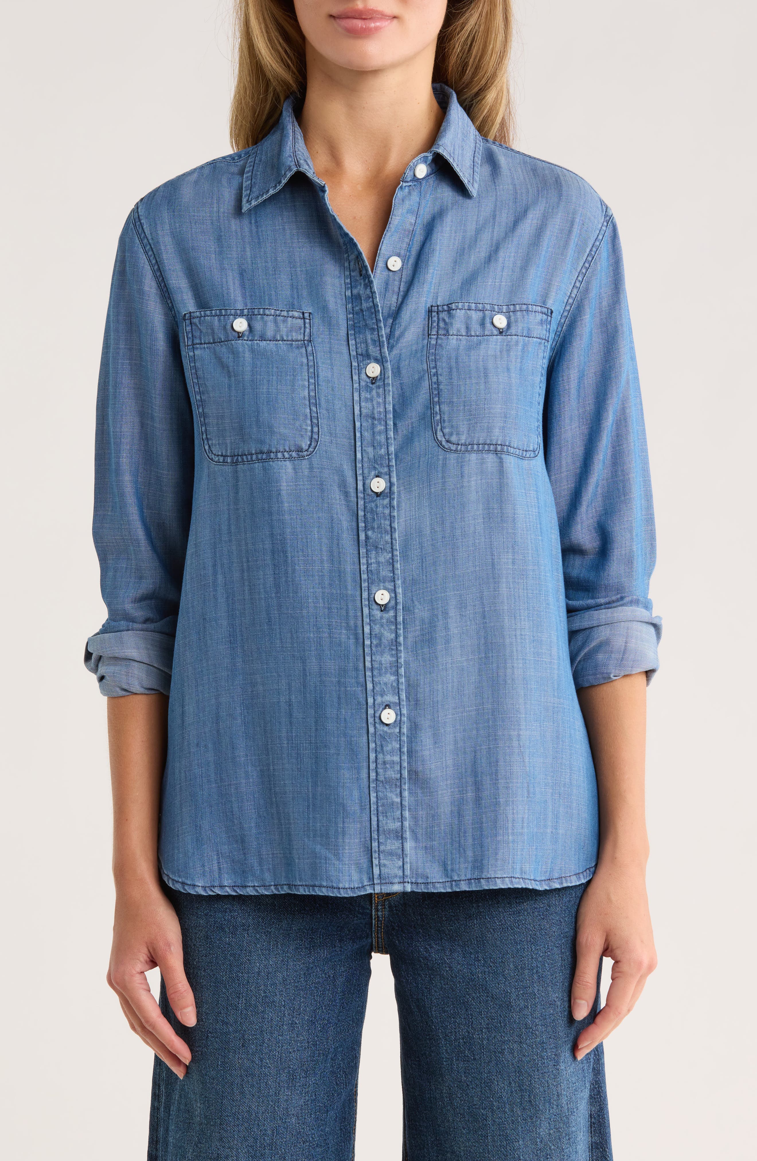 Tailor Vintage Loose Fit Denim Button-Up Shirt
