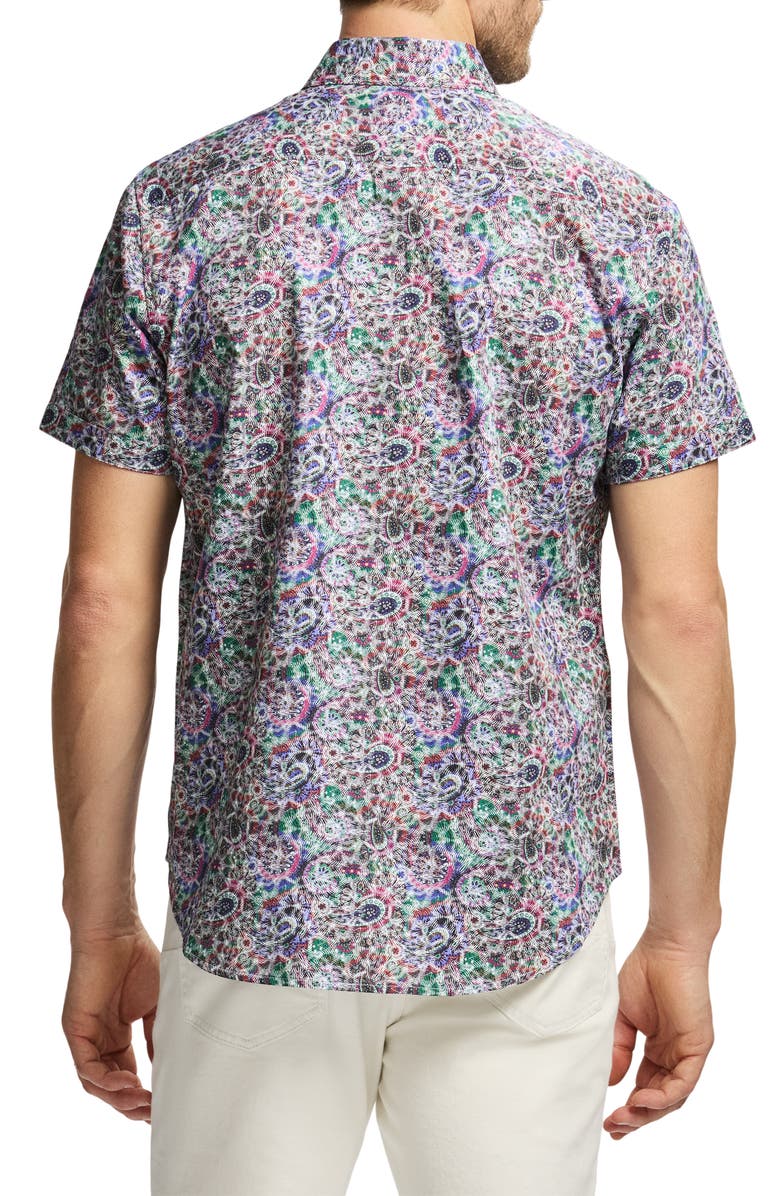 Robert Graham Elmore Short Sleeve Cotton Button-Up Shirt, Alternate, color, Blue Multi
