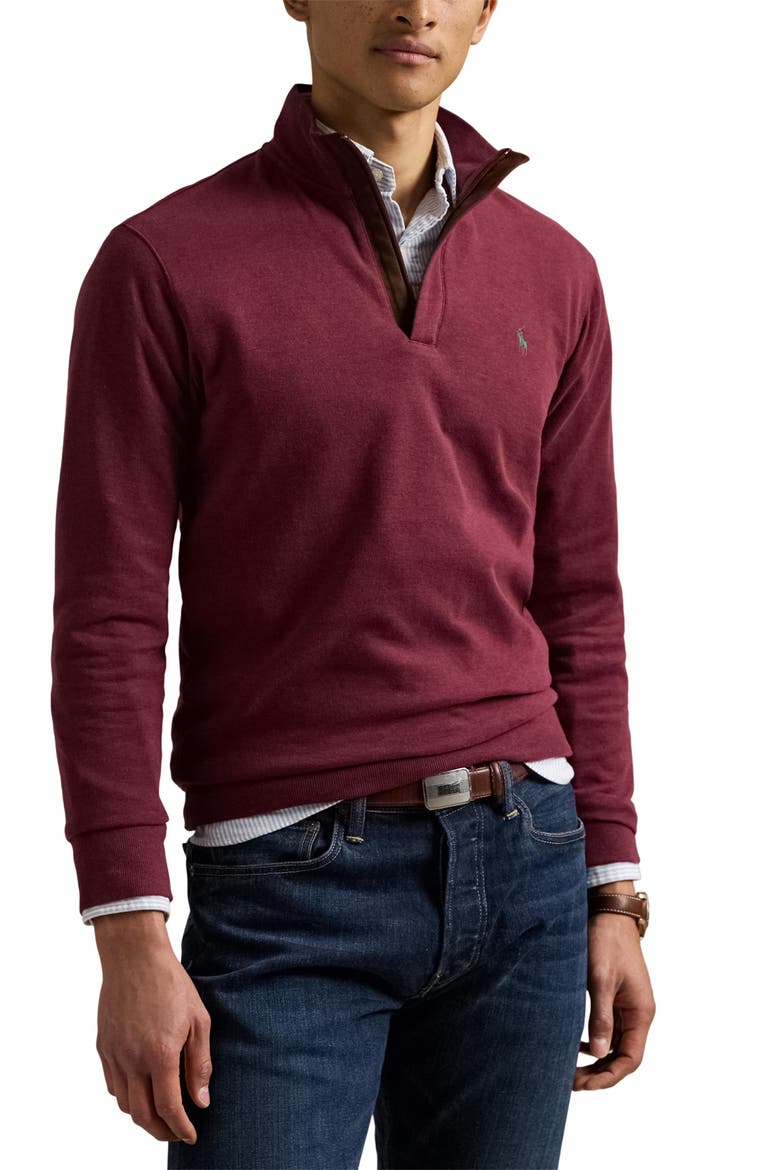 Cotton Blend Quarter Zip Pullover, Main, color, SPRING WINE HEATHER/C5999