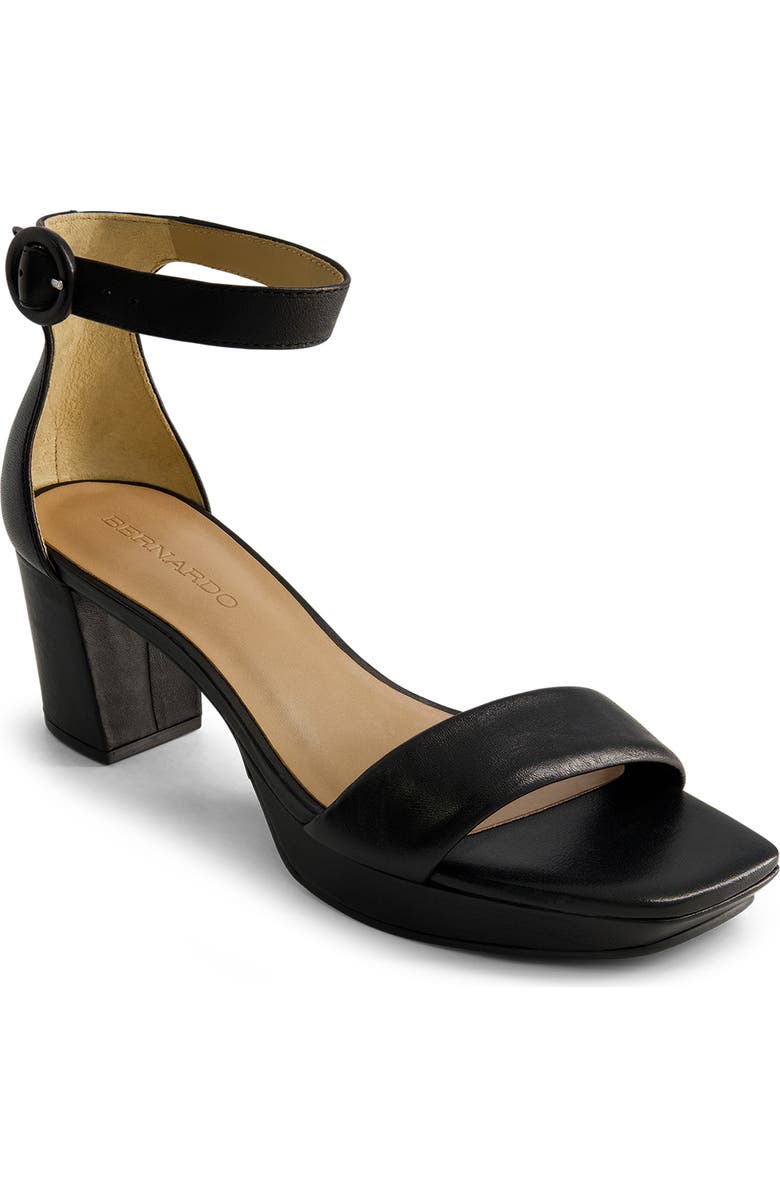 Bernardo Footwear Carla Square Toed Ankle Strap Sandal, Main, color, Black Antique Calf