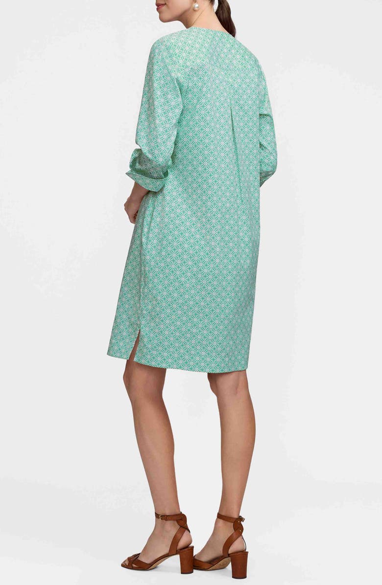 Foxcroft Vena Geo Lattice Print Cotton Shift Dress, Alternate, color, Green/ White