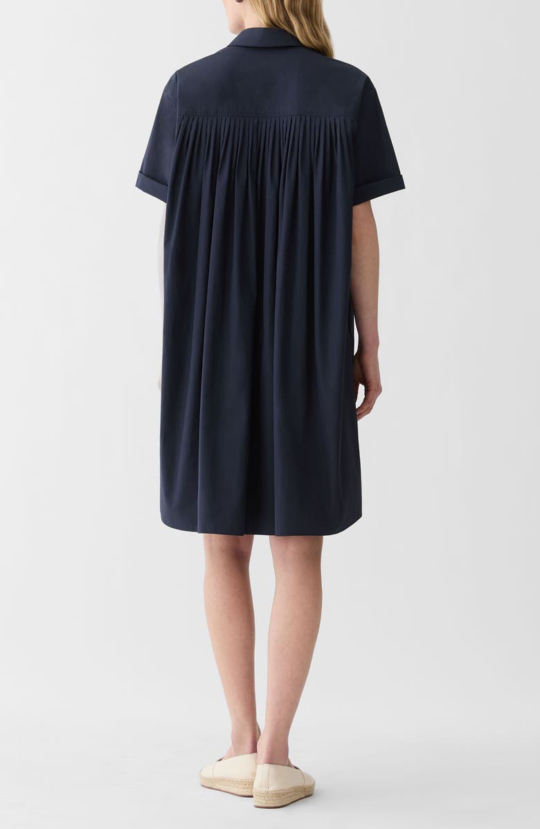 Lafayette 148 New York Pleated Organic Cotton Poplin Shirtdress, Alternate, color, Ink
