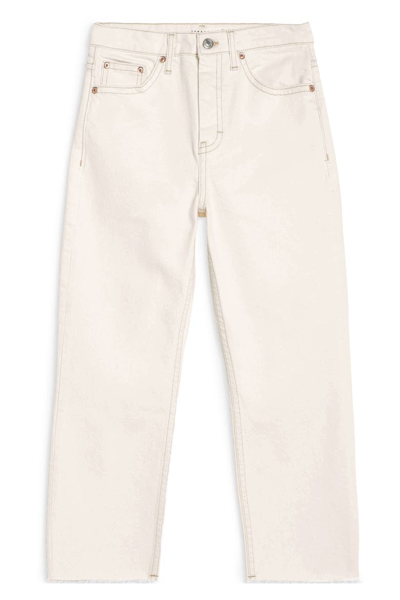 Off White Raw Hem Straight Leg Jeans, Alternate, color, WHITE