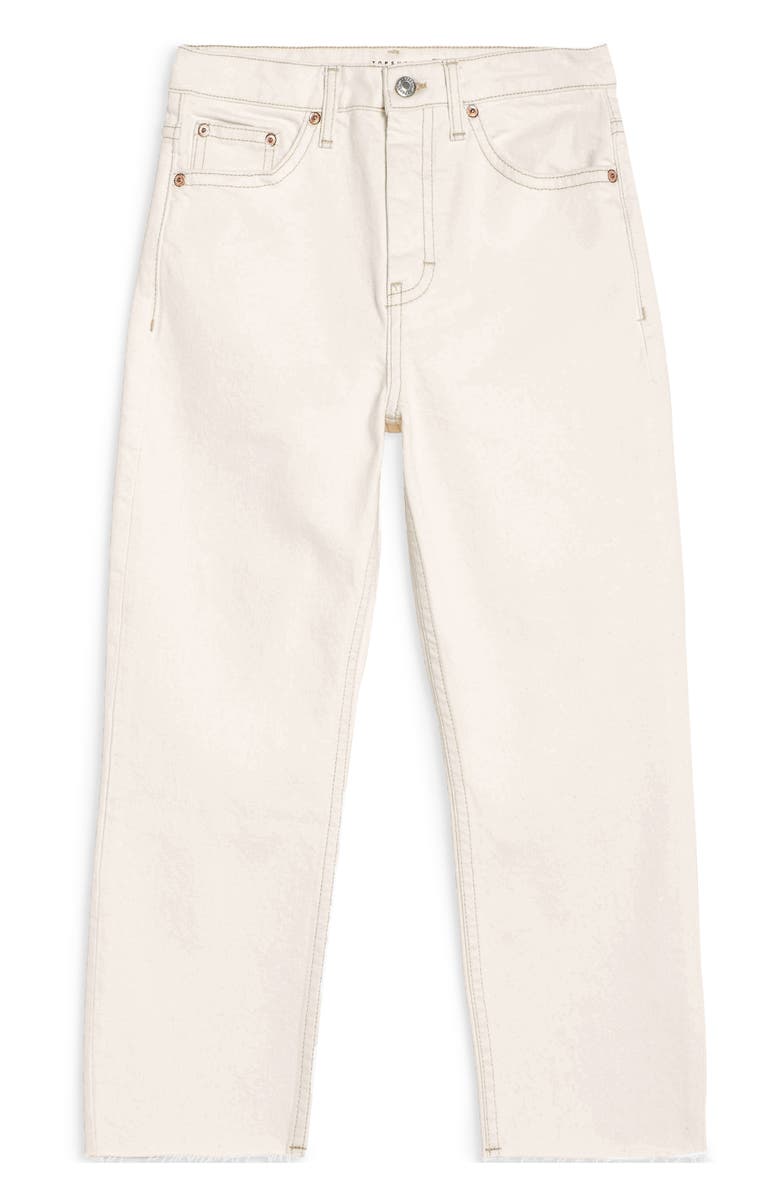 Topshop Off White Raw Hem Straight Leg Jeans, Alternate, color, 