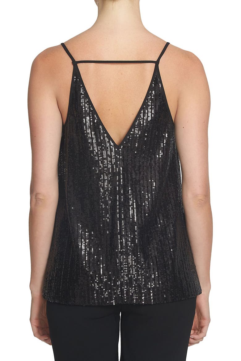 Sequin Cutout Tank Top, Alternate, color, RICH BLACK
