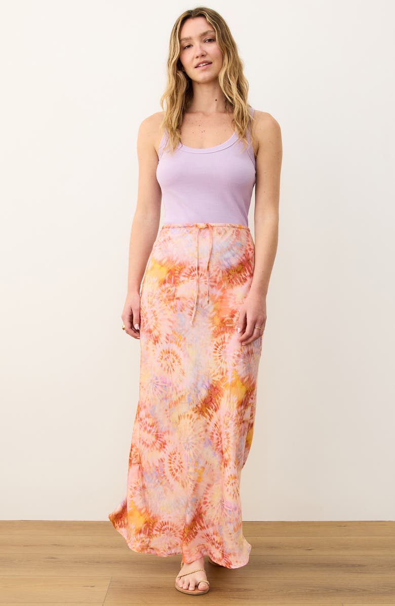 Marine Layer Gabrielle Floral Drawstring Maxi Skirt, Alternate, color, Tie Dye