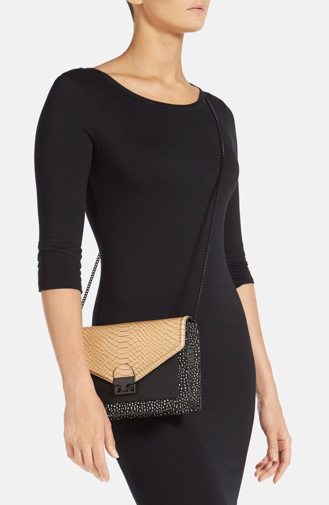 'Rider' Clutch, Alternate, color, NUDE/ BLACK
