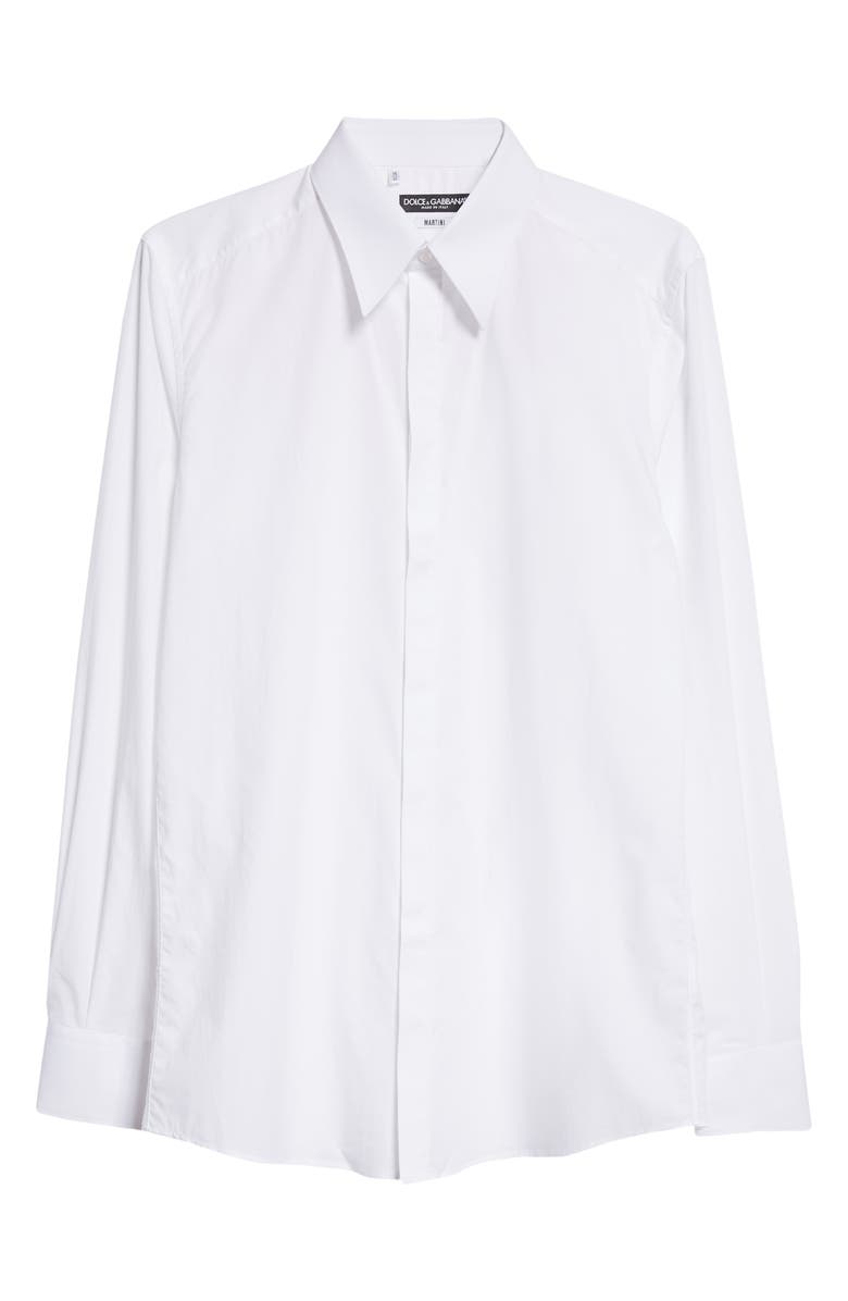 Dolce&Gabbana Martini Fit Cotton Poplin Button-Up Shirt, Alternate, color, Opt. White