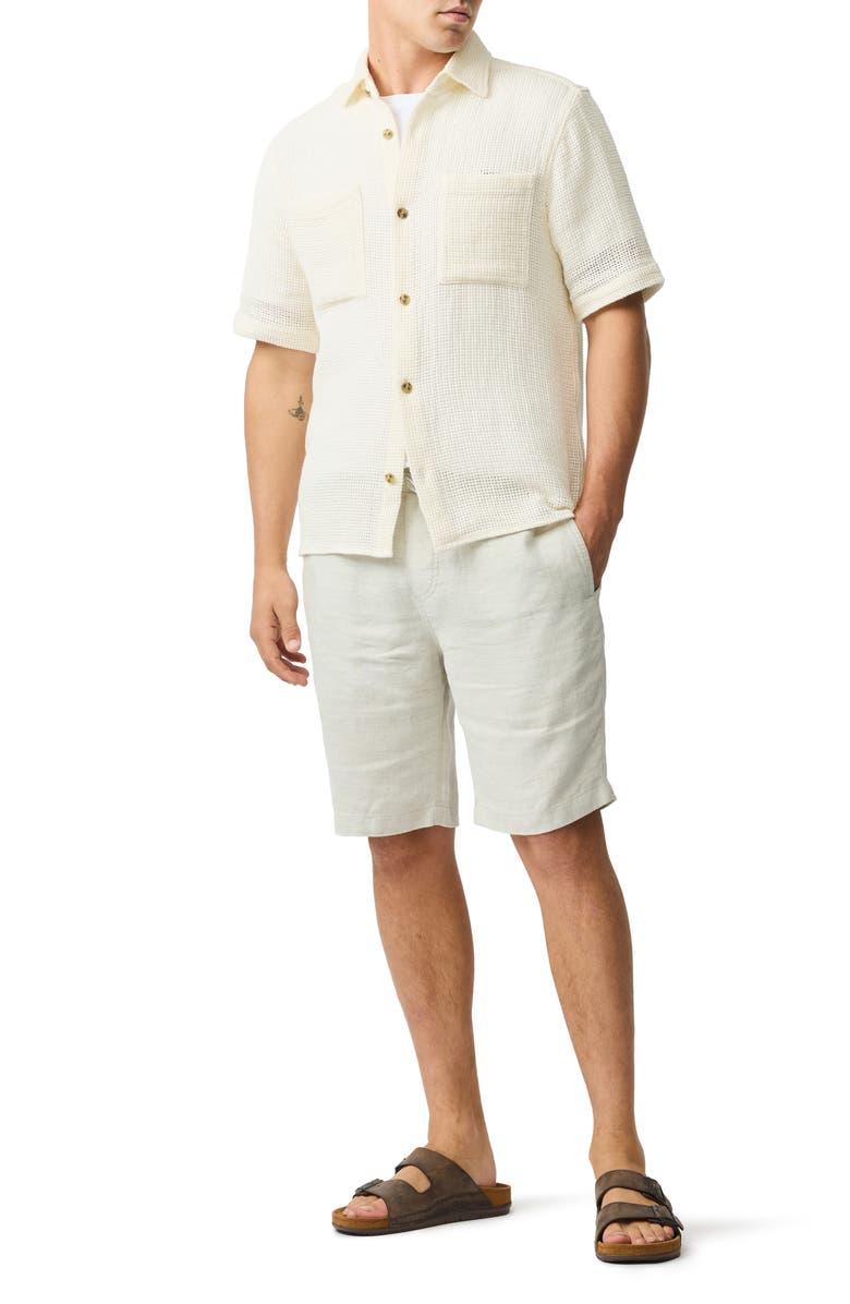 Rodd & Gunn Enstone Lane Short Sleeve Cotton Mesh Button-Up Shirt, Alternate, color, Barley