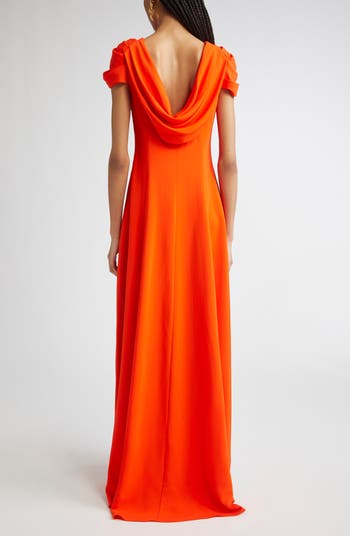Twist Detail Cap Sleeve Stretch Cady Gown