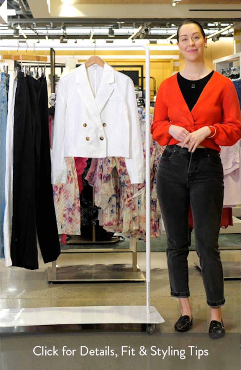 Crop Double Breasted Linen Blazer, sales video thumbnail