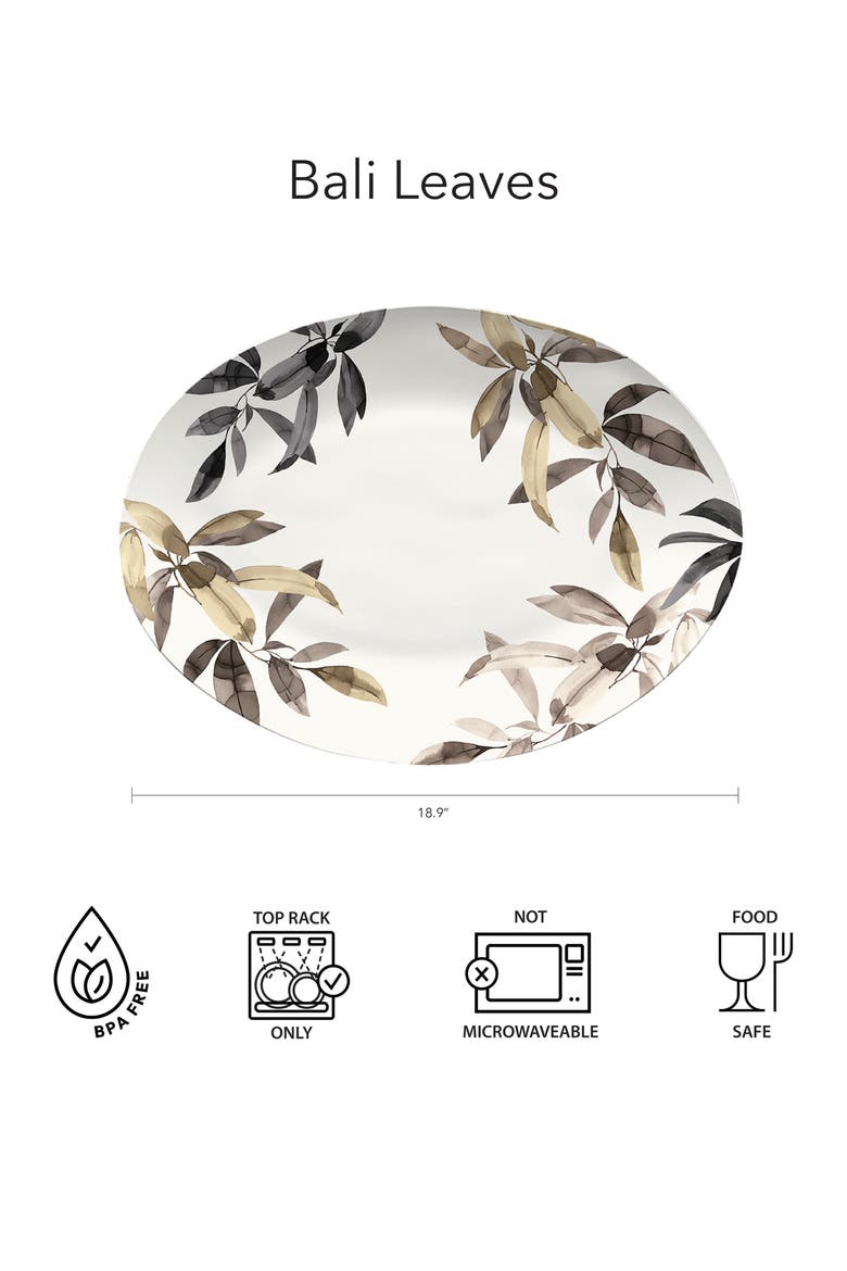 Bali Leaves Melamine Oval Platter, Alternate, color, WHITE MULTI