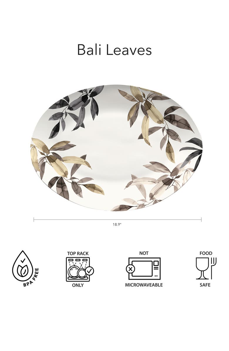 TarHong Bali Leaves Melamine Oval Platter, Alternate, color, White Multi