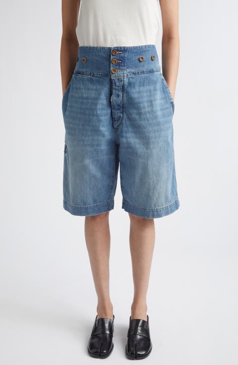 Relaxed Fit Denim Bermuda Shorts (Medium Blue Vintage)
