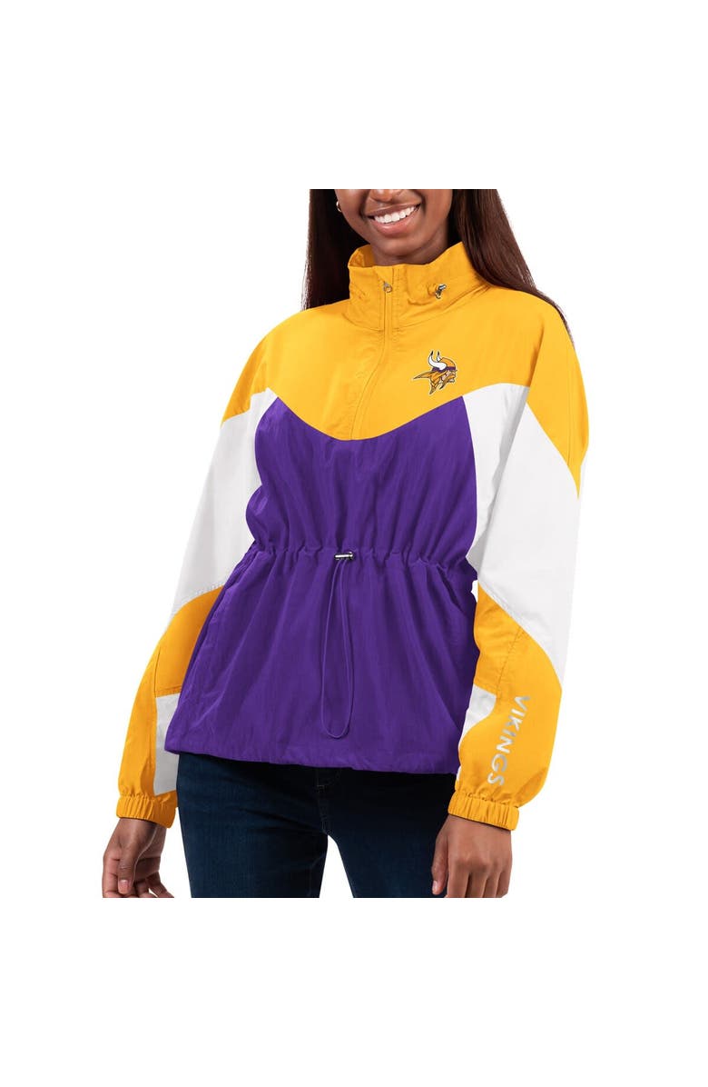 G-III 4HER BY CARL BANKS Women's G-III 4Her by Carl Banks Purple/Gold Minnesota Vikings Tie Breaker Lightweight Quarter-Zip Jacket, Main, color, 