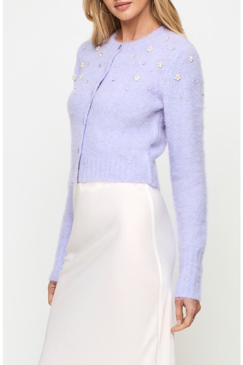 Brynn Rhinestone Embellished Cardigan, Alternate, color, LAVENDER ICE