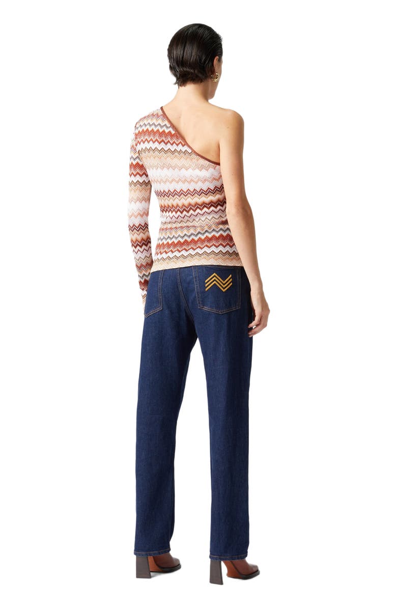 Missoni One-shoulder Top With Serrated Lamé Zigzag Pattern And Ribs, Alternate, color, Multicoloured
