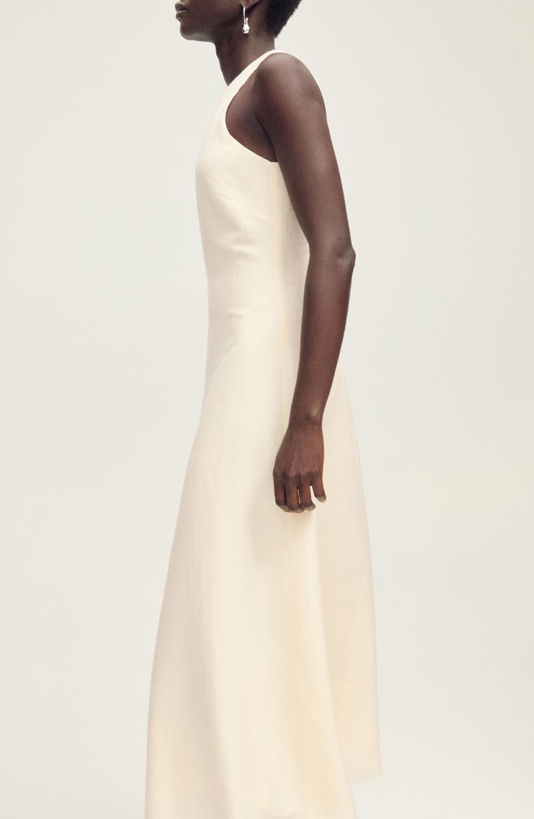 MANGO Frayed Hem Linen A-Line Dress, Alternate, color, 