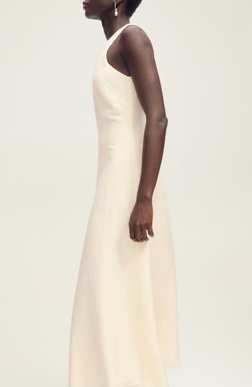 MANGO MANGO FRAYED HEM LINEN A-LINE DRESS