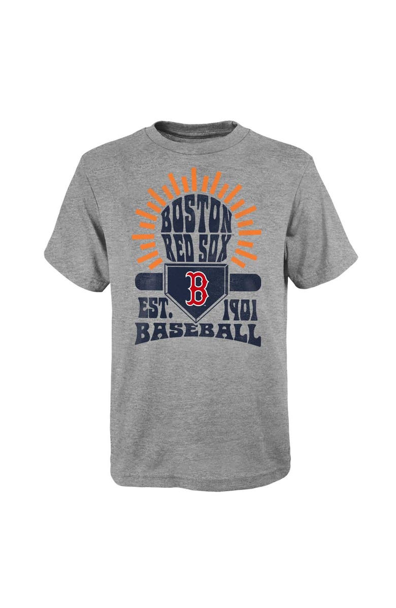 Outerstuff Youth Gray Boston Red Sox Sun Burst T-Shirt, Main, color, 