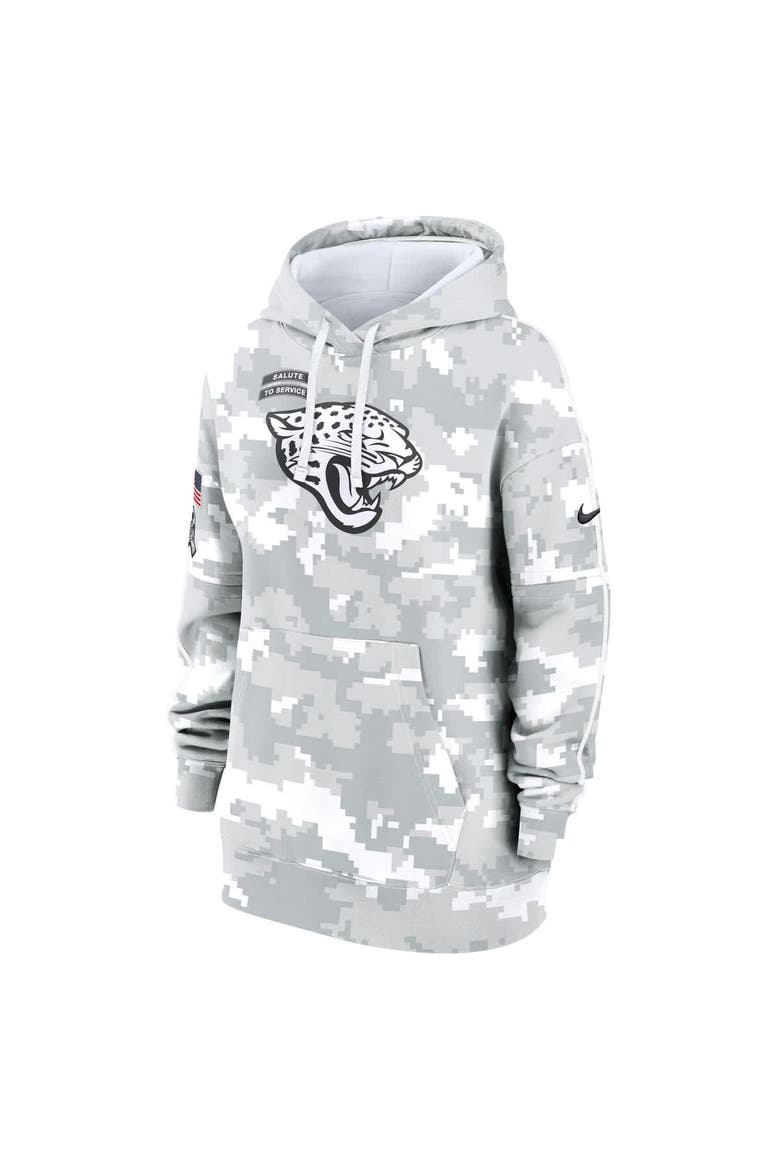 Women's Nike Arctic Camo Jacksonville Jaguars 2024 Salute To Service Club Fleece Oversized Pullover Hoodie, Alternate, color, Arctic Camo