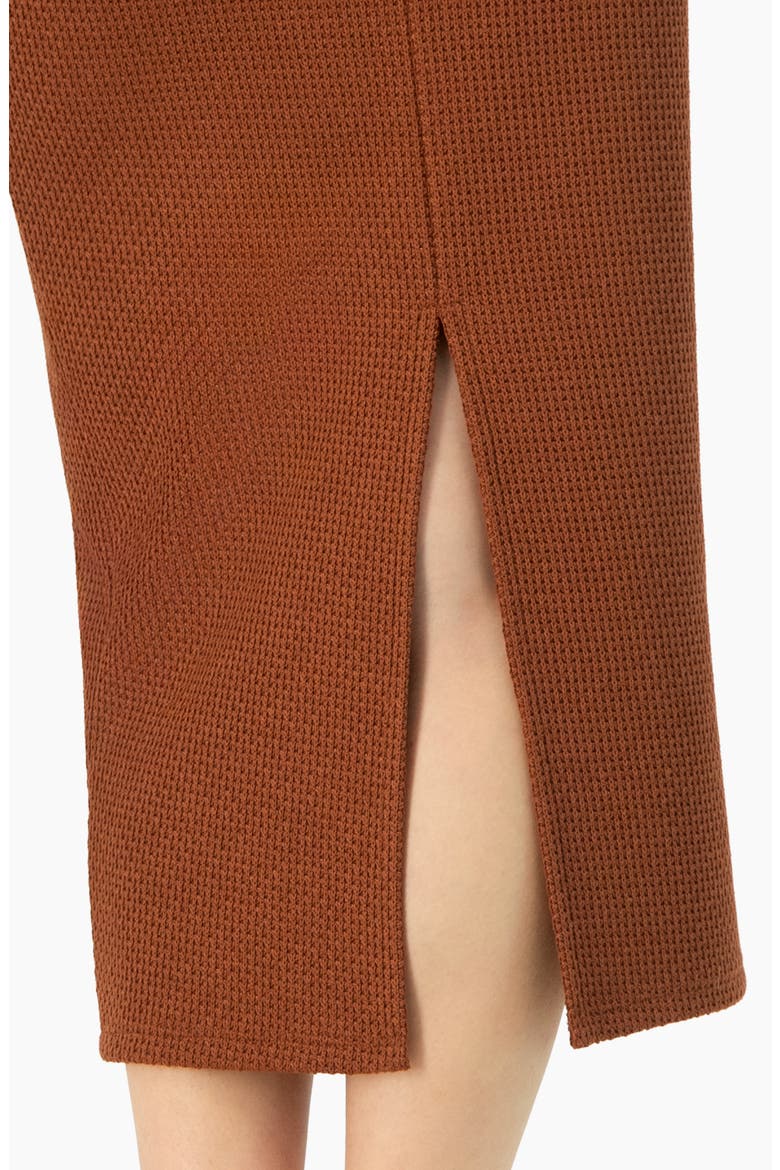 Textured Knit Midi Skirt with Back Slit, Alternate, color, Brown