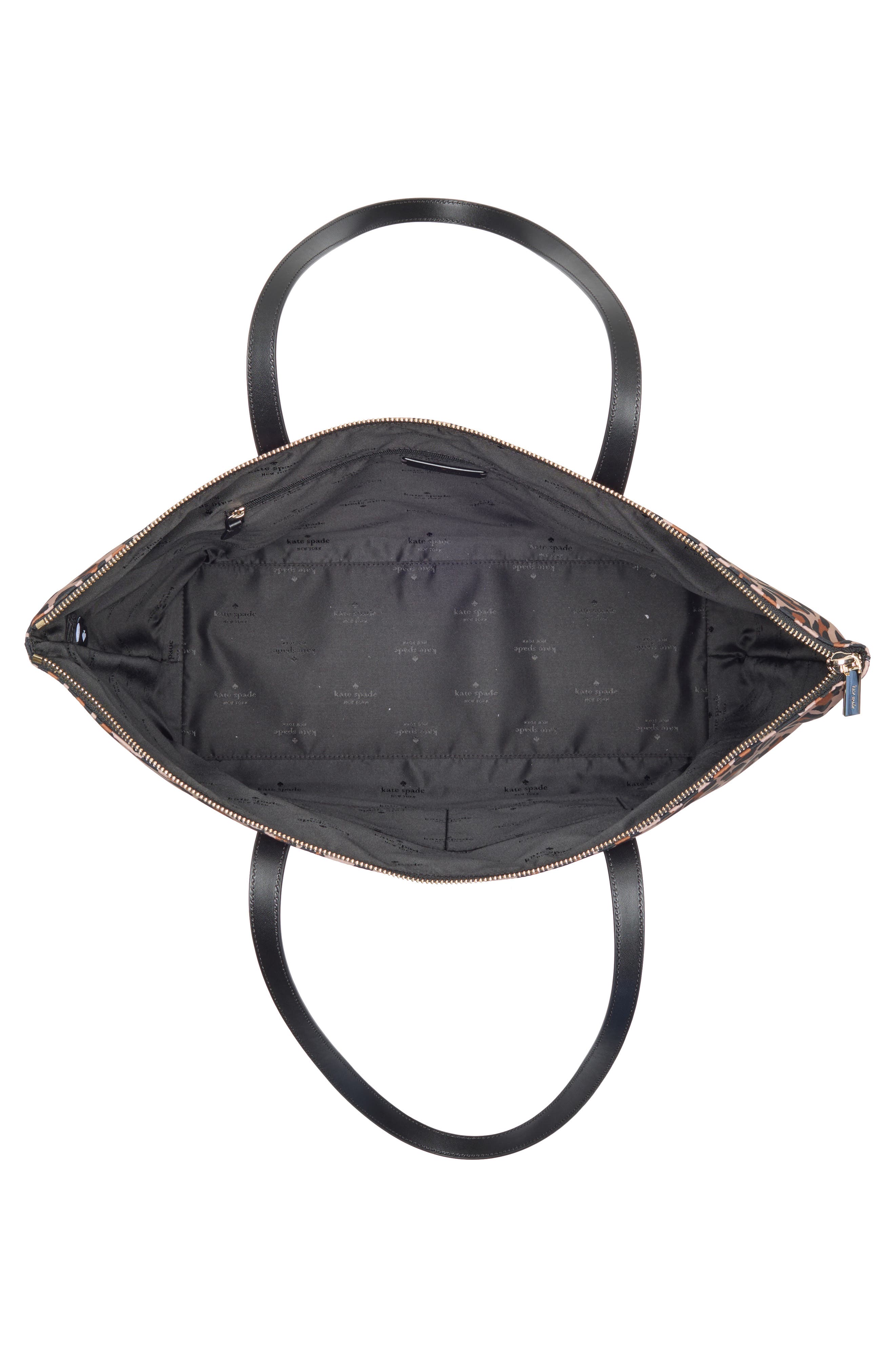 Kate Spade New York kitt recycled nylon leopard extra large tote, Alternate, color, Brown Multi