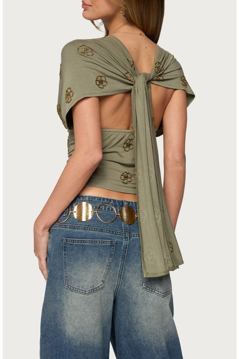 Ellora Beaded Crop Top, Alternate, color, OLIVE