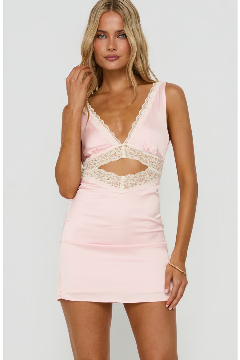 Korlina Lace Detail Cutout Minidress, Alternate, color, PINK