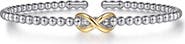 Gabriel & Co. Infinity Sterling Silver & 14K Gold Cuff Bracelet