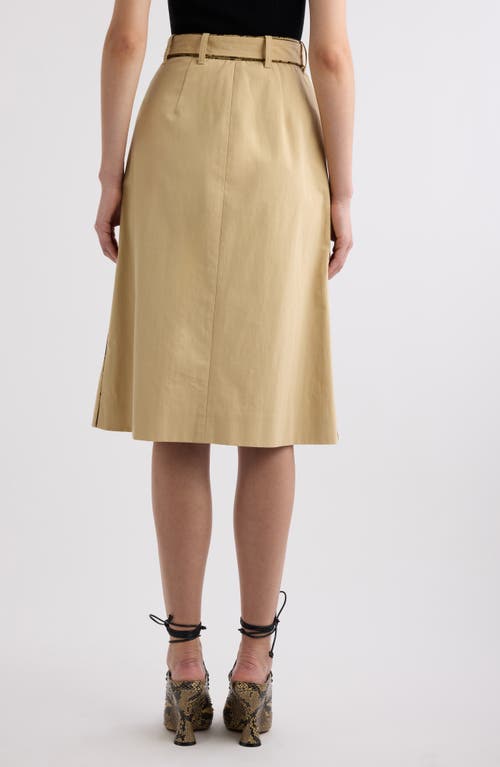 Dries Van Noten Belted Cotton Poplin Skirt In Beige