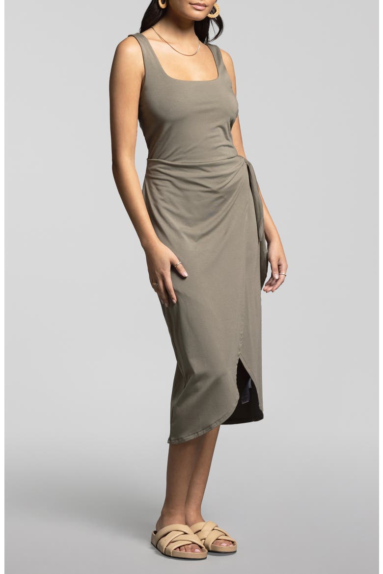 Aubrielle SideTie Knit Dress, Alternate, color, SMOKEY OLIVE