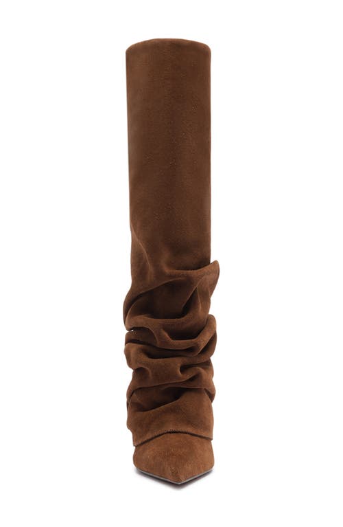 Schutz Mikki Up Cloak Pointed Toe Knee High Boot In Brown