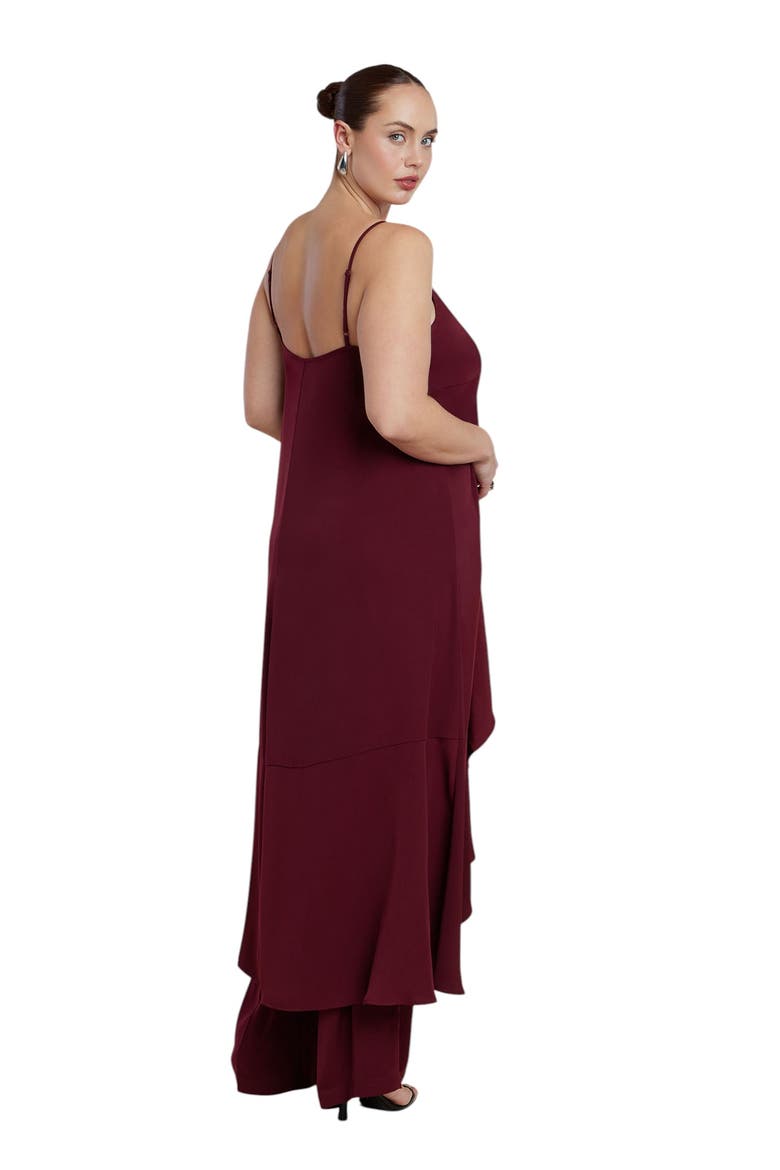 Tie Front Ruffle Duster, Alternate, color, WINE