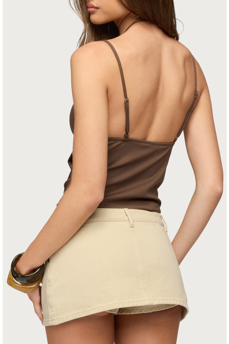 Dafna Asymmetric Button Detail Tank, Alternate, color, BROWN