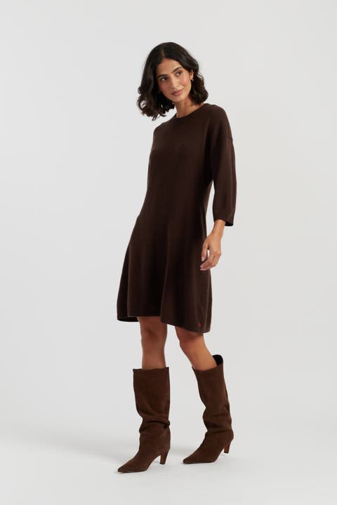 Wool-Cashmere Wide-Sleeve Dress
