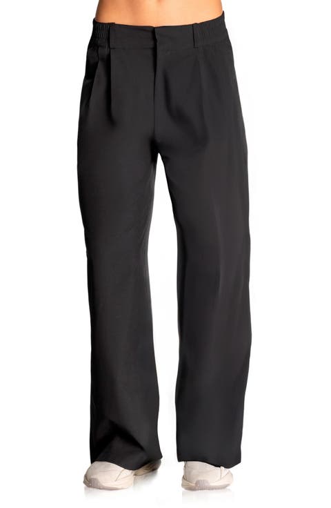 Four-Way Stretch Woven Wide Leg Pants