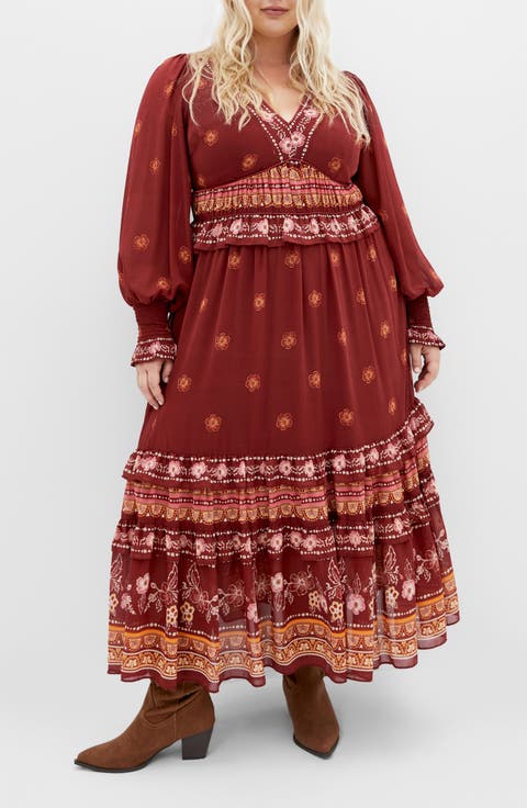 Cameron Long Sleeve Maxi Dress (Plus)